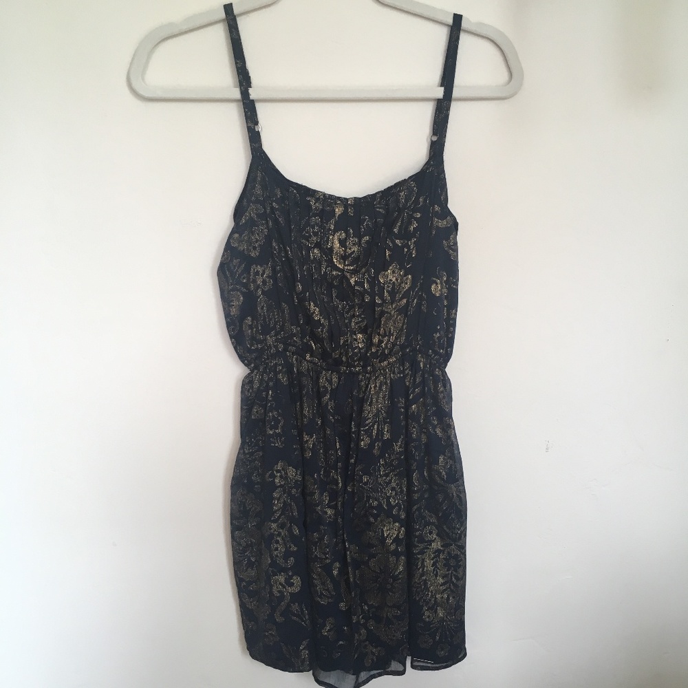 Navy and gold Abercrombie & Fitch floral dress